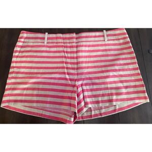 Ann Taylor LOFT Riviera Shorts 18 Striped Linen Blend Nautical Tan Red Beach